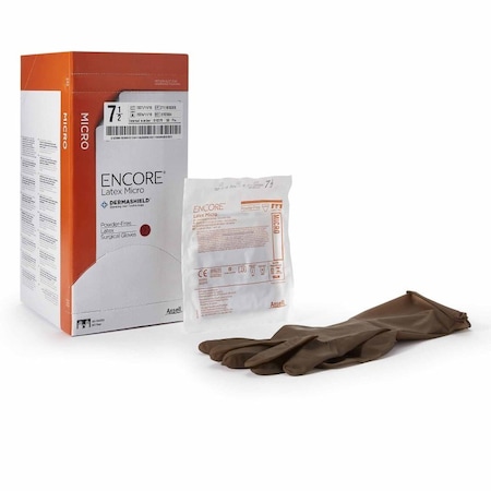 Encore Latex Micro Disposable Gloves, Latex, Powder-Free, 7 1/2, 200 PK, Brown 5787004